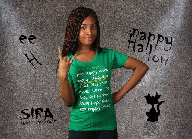 Damen T-Shirt Halloween Word Anagram