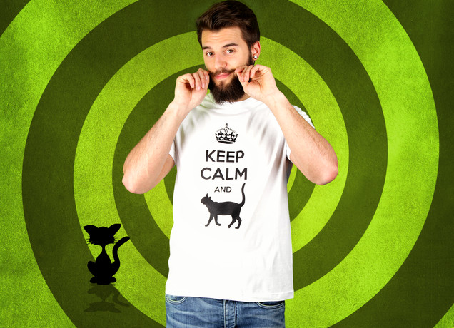 Herren T-Shirt Keep Calm And Cat Arround