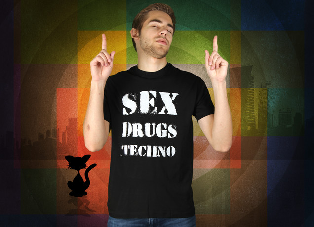 Herren T-Shirt Sex Drugs Techno