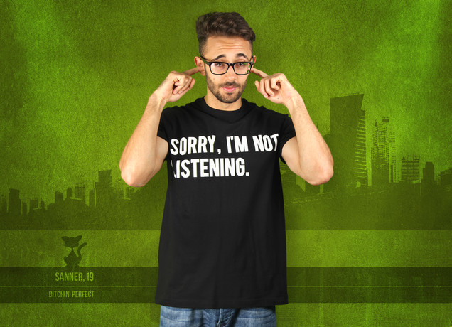 Herren T-Shirt Sorry, I'm Not Listening