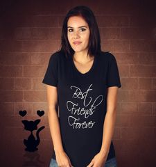 Damen T-Shirt BFF Best Friends Forever Scripted