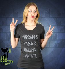 Damen T-Shirt Cupcakes Vodka & Hakuna Matata