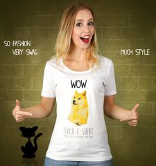 Damen T-Shirt Doge Meme - Wow Such T-Shirt