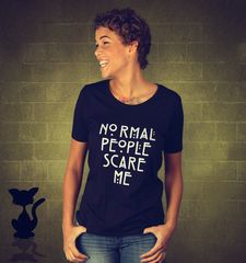 Damen T-Shirt Normal People Scare Me