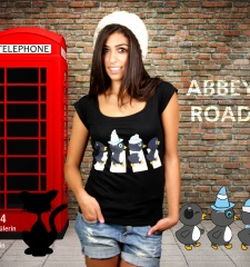 Damen T-Shirt The Penguine Abbey Road