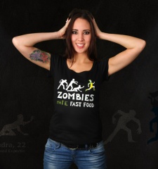 Damen T-Shirt Zombies Hate Fast Food
