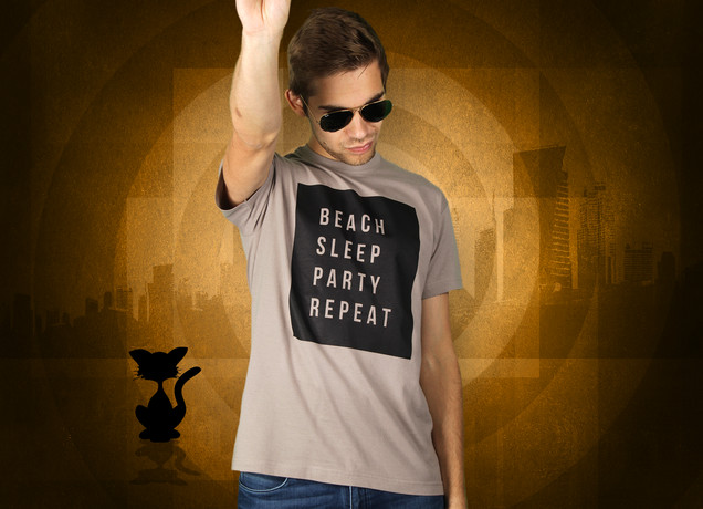 Herren T-Shirt Beach Sleep Party Repeat