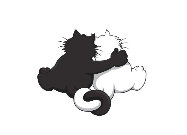T-Shirt Black Cat, White Cat