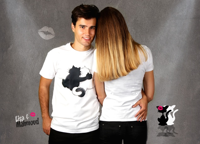 Herren T-Shirt Black Cat, White Cat