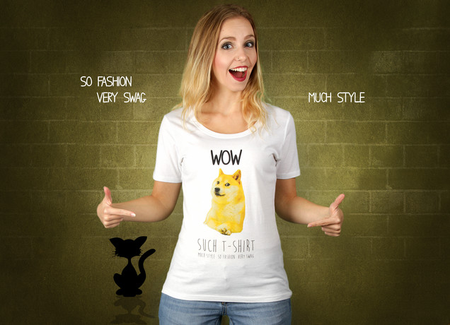 Damen T-Shirt Doge Meme - Wow Such T-Shirt