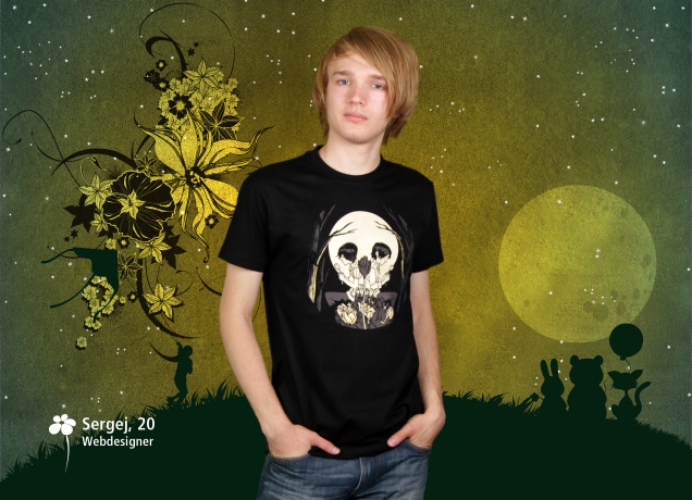 Herren T-Shirt Dunkle Blumenwiese