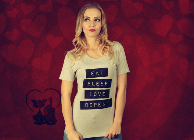 Damen T-Shirt Eat Sleep Love Repeat
