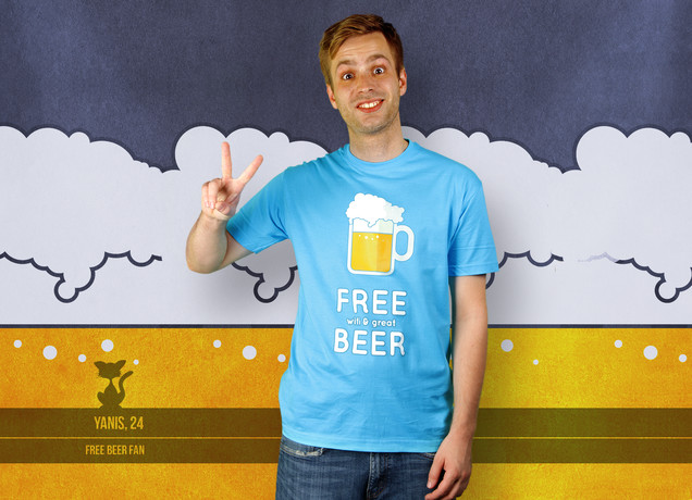 Herren T-Shirt Free WiFi & Great Beer