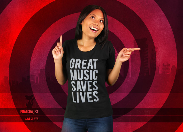 Damen T-Shirt Great Music Saves Lives
