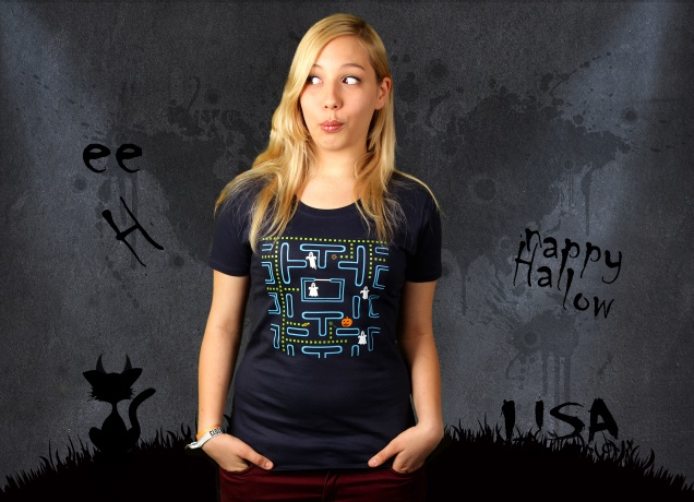 Damen T-Shirt Halloween Arcade