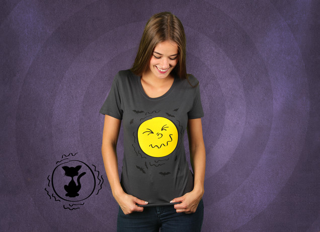 Damen T-Shirt Halloween Moon