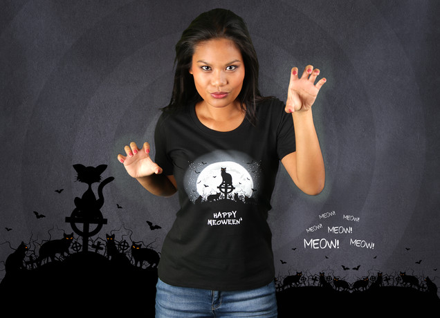 Damen T-Shirt Happy Meoween'