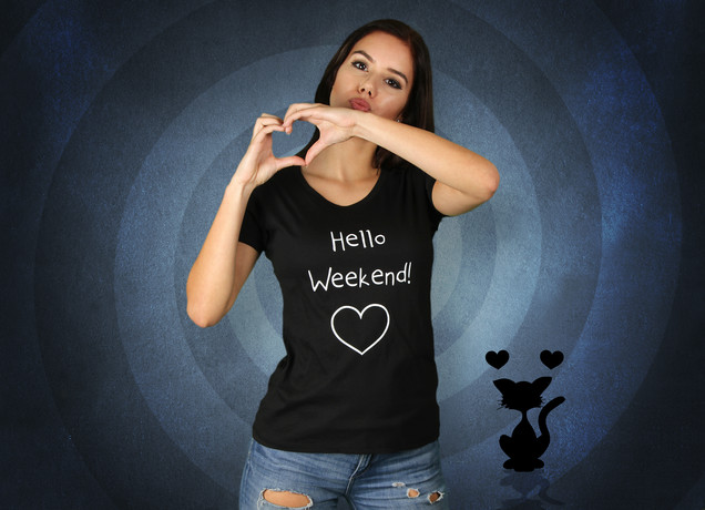 Damen T-Shirt Hello Weekend