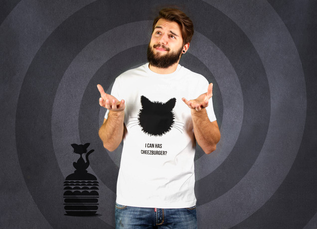 Herren T-Shirt I Can Has Cheezbruger?