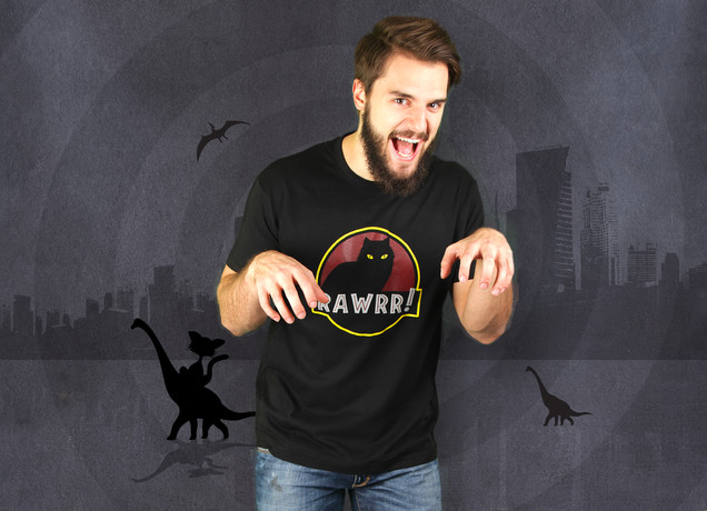 Herren T-Shirt Jurassic Cat