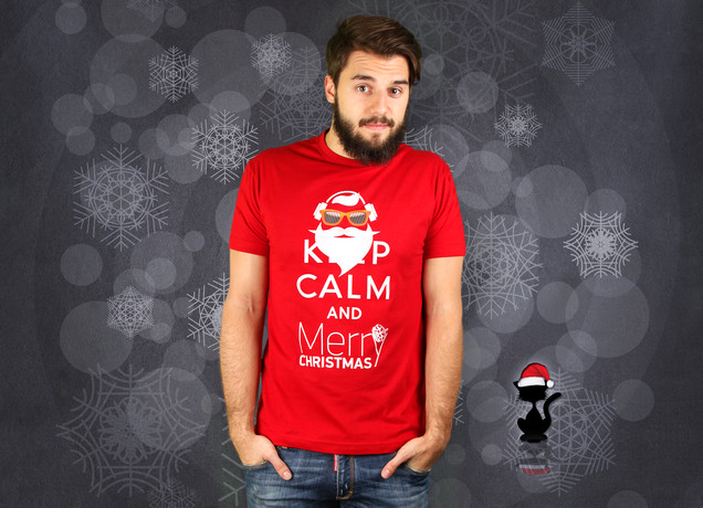 Herren T-Shirt Keep Calm & Merry Christmas