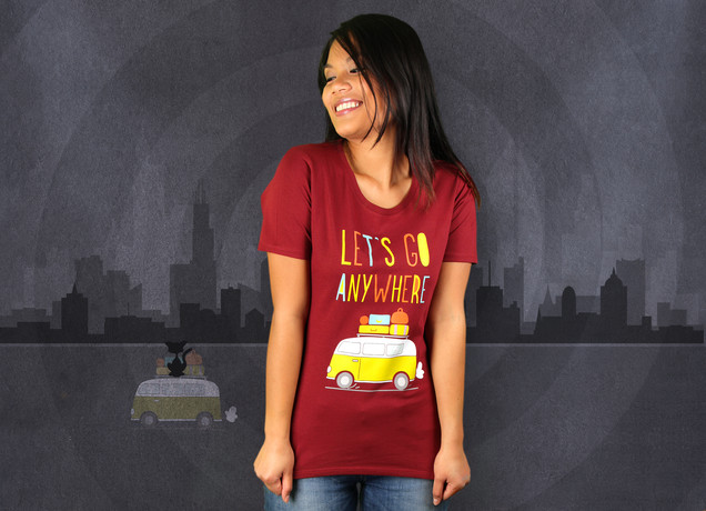 Damen T-Shirt Let's Go Anywhere