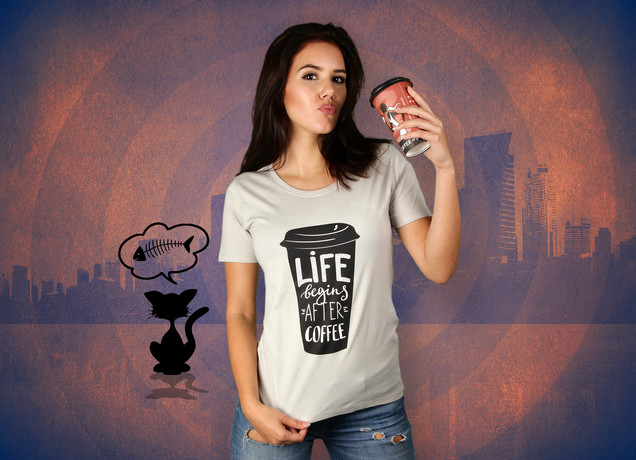 Damen T-Shirt Life Begins After Coffee