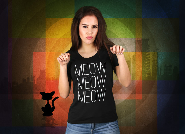 Damen T-Shirt Meow Meow Meow