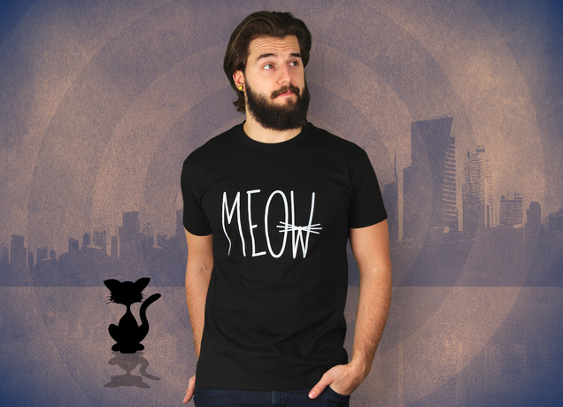 Meow mit Schnurrbart T-Shirt