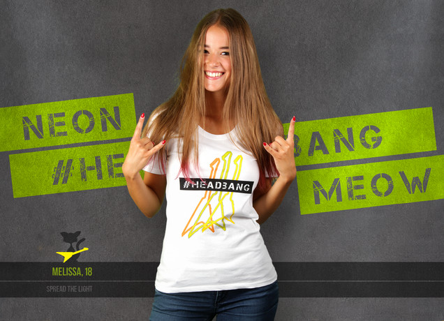 Damen T-Shirt Neon Stratocaster #headbang 