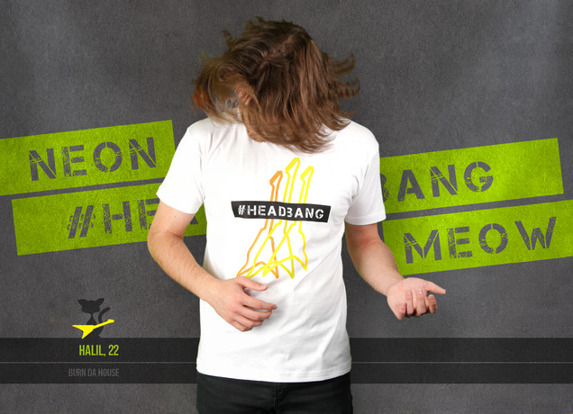 Herren T-Shirt Neon Stratocaster #headbang 
