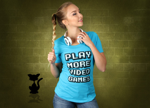 Damen T-Shirt Play More Video Games