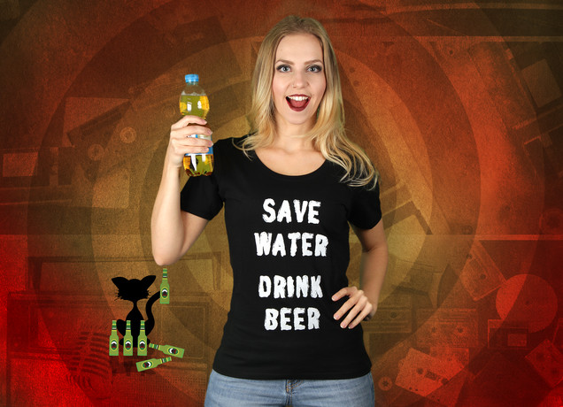 Damen T-Shirt Save Water Drink Beer