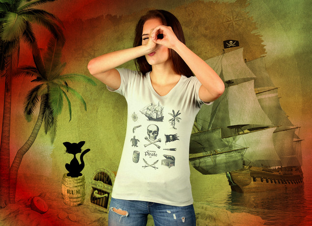 Damen T-Shirt The Essential Pirate Set