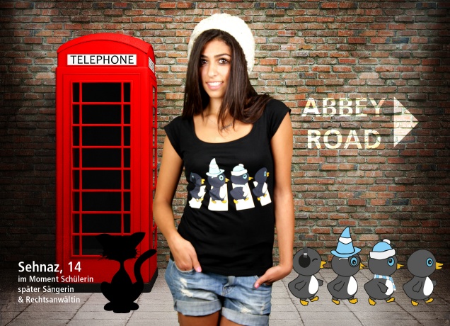Damen T-Shirt The Penguine Abbey Road