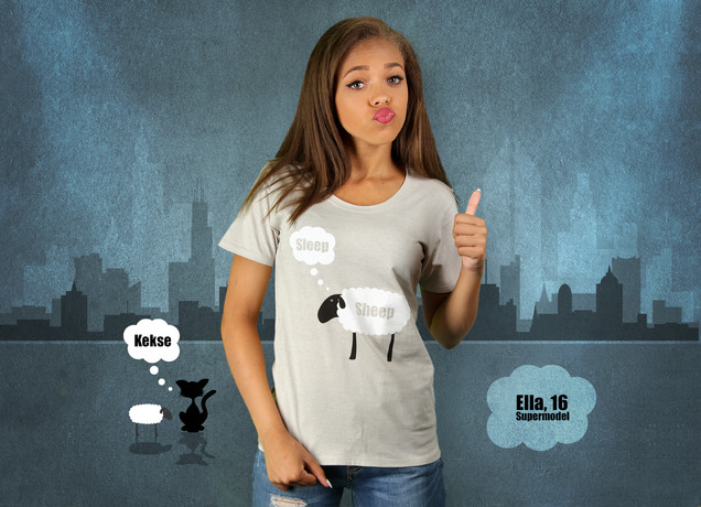 Damen T-Shirt Von Schafen, Schaffen und Schlafen