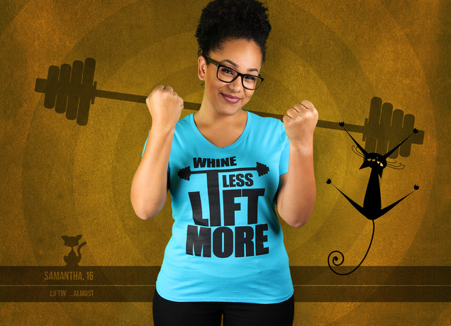 Damen T-Shirt Whine Less, Lift More