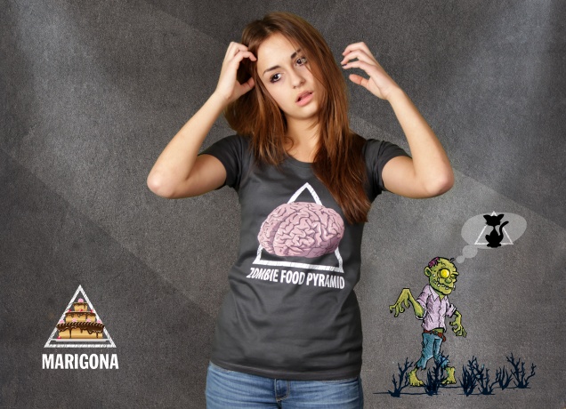 Damen T-Shirt Zombie Food Pyramid
