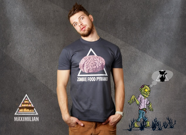 Herren T-Shirt Zombie Food Pyramid